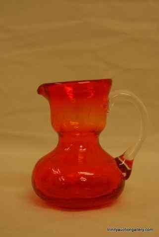 Appraisal: Vintage Blinko Amberina Crackle Glass Pitcher Vasec unmarked vintage Blinko