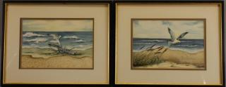 Appraisal: L Gardner th C Beach Scenes w Gulls L Gardner