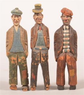 Appraisal: Folk Art Hobo Figures Attributed to the Jailhouse Carvers Three