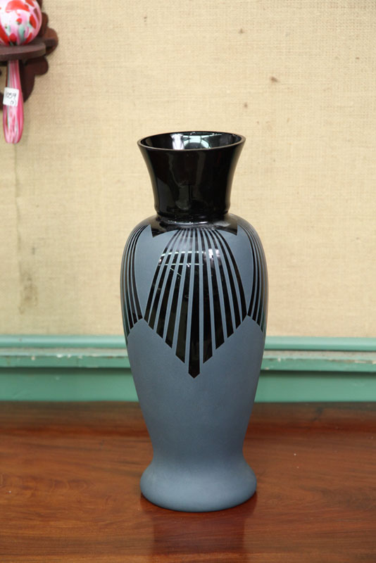 Appraisal: TALL ART GLASS VASE Cameo glass vase with a blue-grey