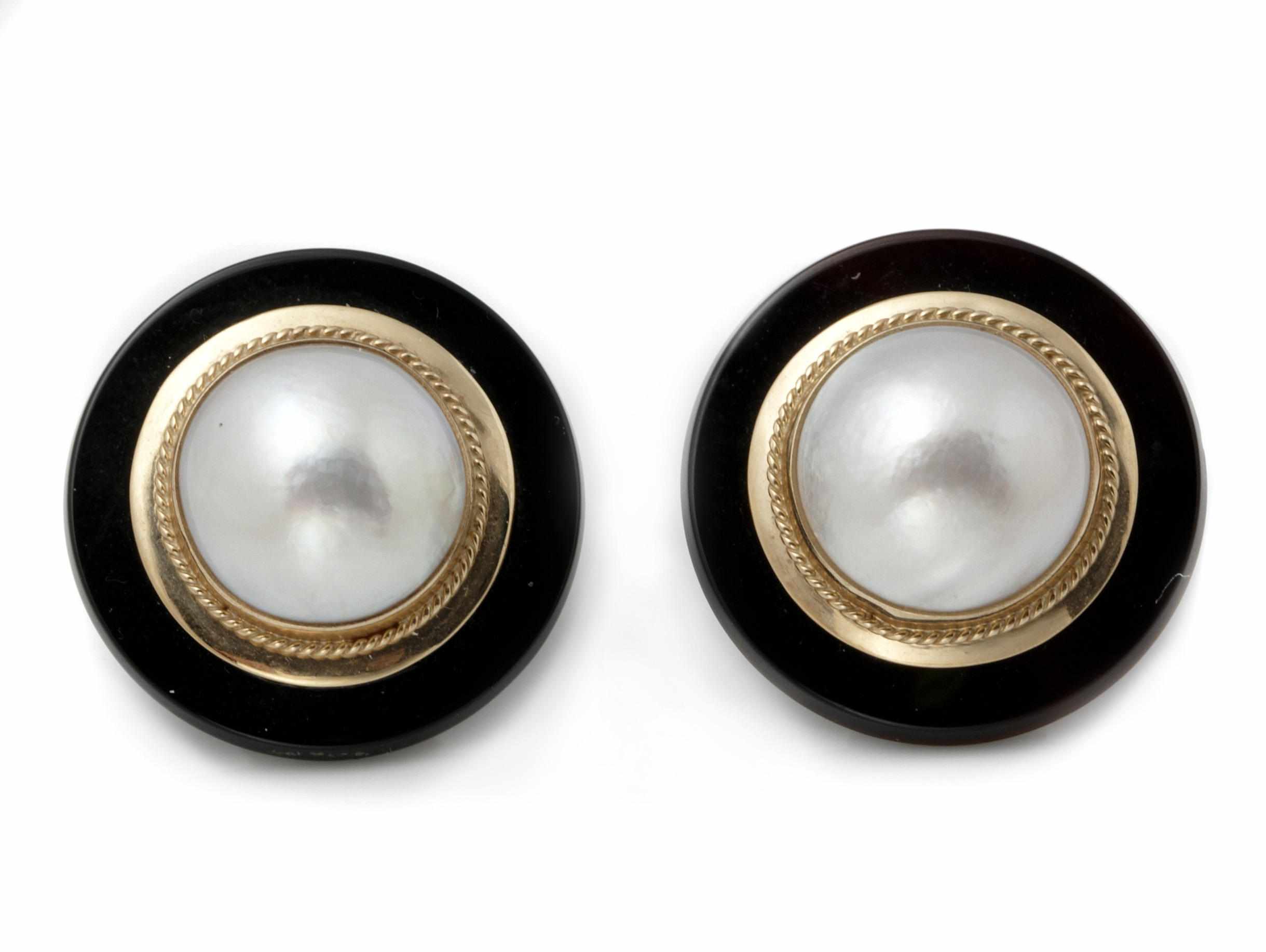 Appraisal: Property from a Boston Collector A pair of mabe pearl