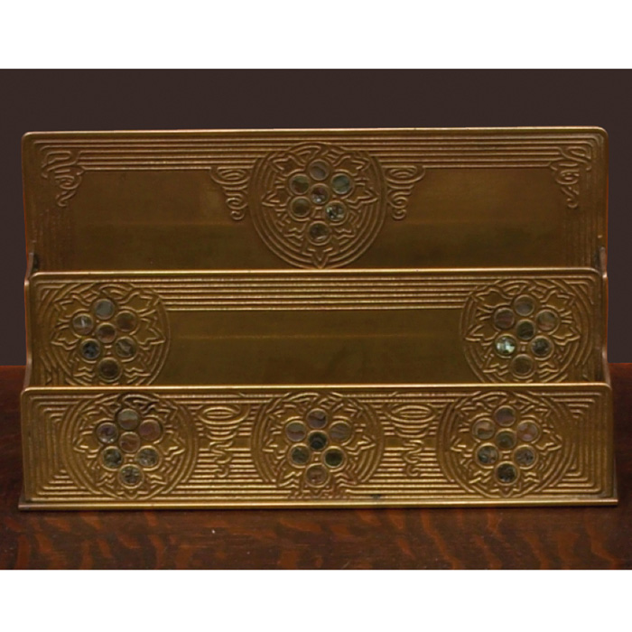 Appraisal: Tiffany Studios paper rack bronze with an Abalone pattern signed