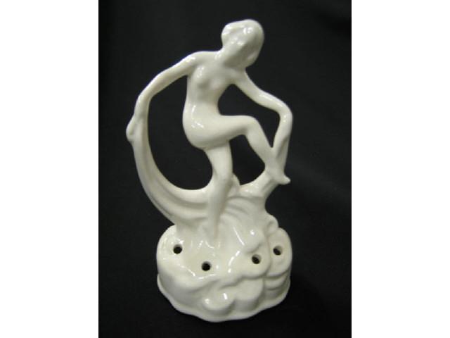 Appraisal: Art Deco Figural Pottery Nude Flower Frog white glaze excellent