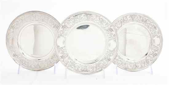 Appraisal: A Set of Twelve American Sterling Silver Bread Plates Davis