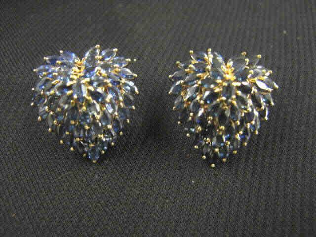 Appraisal: Sapphire Earrings marquisse shape gems totaling carats k yellow gold