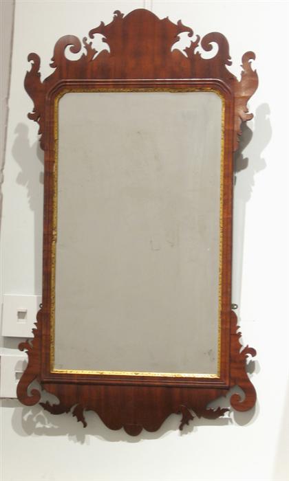 Appraisal: Mahogany Chippendale fret carved mirror late th century Artfully scrolled