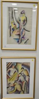 Appraisal: Four framed pieces to include an oil on canvas abstract