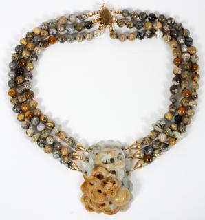 Appraisal: SOAPSTONE JADE MULTICOLORED BEADED NECKLACE SOAPSTONE JADE MULTICOLORED BEADED NECKLACE