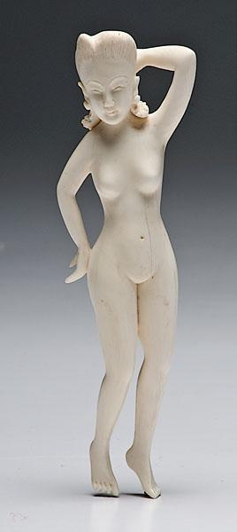 Appraisal: CARVED IVORY DOCTOR'S LADY th century Chinese carved ivory nude