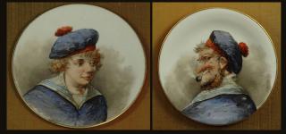 Appraisal: Pair of Early th Century Hand Painted Porcelain Plates in