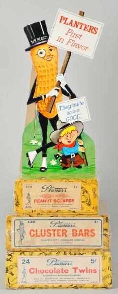 Appraisal: Planters Peanut Boxes Sign Includes a later cutout cardboard sign