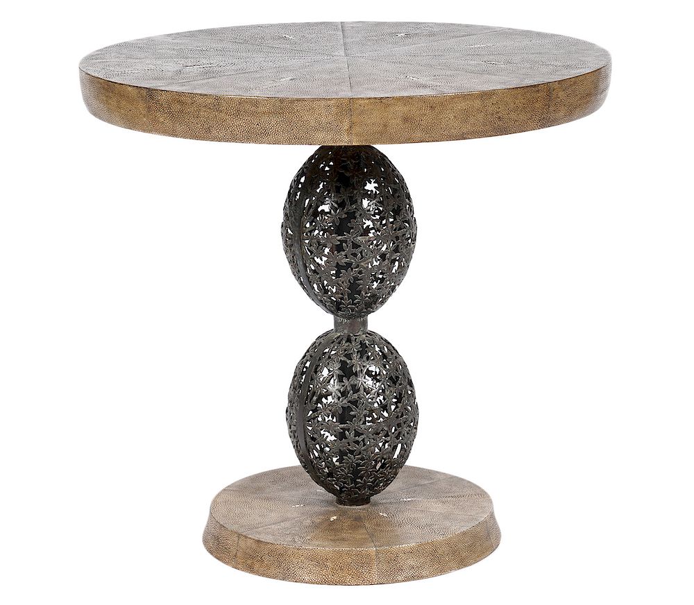 Appraisal: R Y Augousti Brass and Shagreen Round Table Ria and