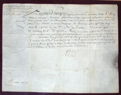 Appraisal: piece Document Signed Louis XIV King of France - Dec