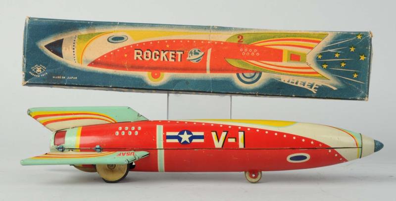 Appraisal: Japanese Tin Litho Sparkling Rocket V- O B In original