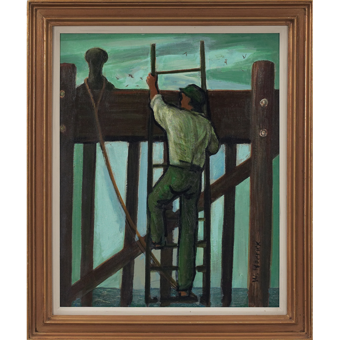 Appraisal: Walter L Herrick American b Dock Worker c oil on