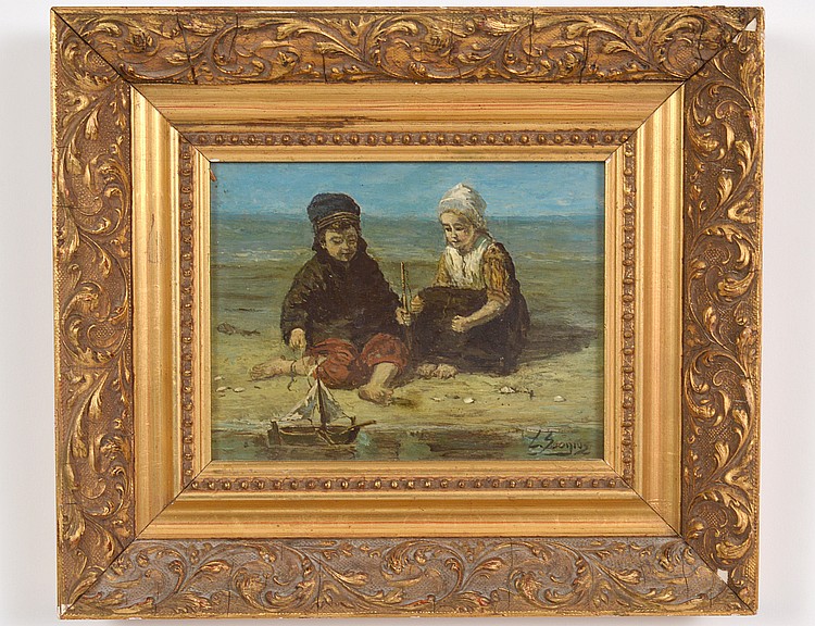 Appraisal: DUTCH SCHOOL TH CENTURY Two Children on a Beach Shore