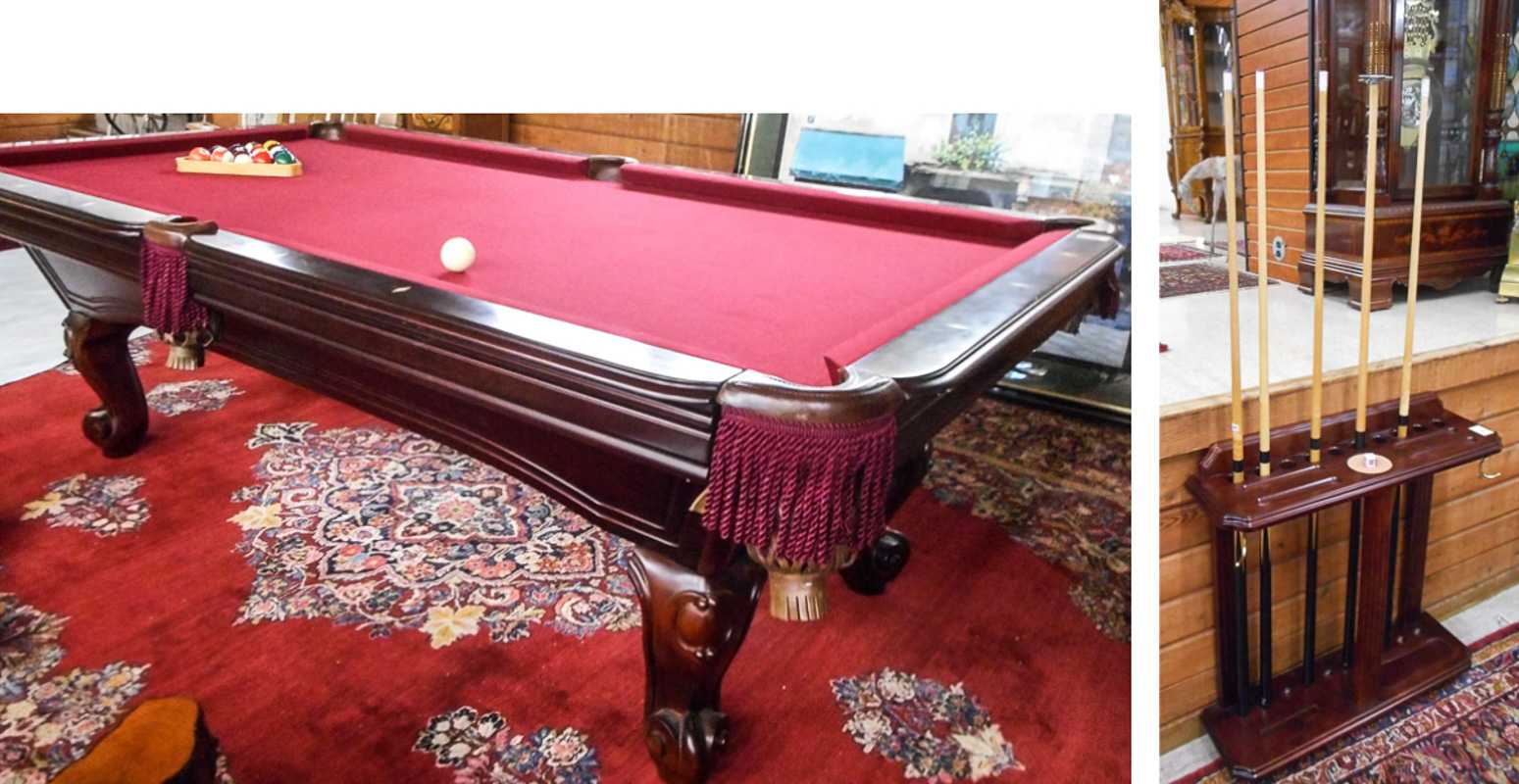 Appraisal: MAHOGANY BILLIARD TABLE WITH ACCESSORIES American custom made c The