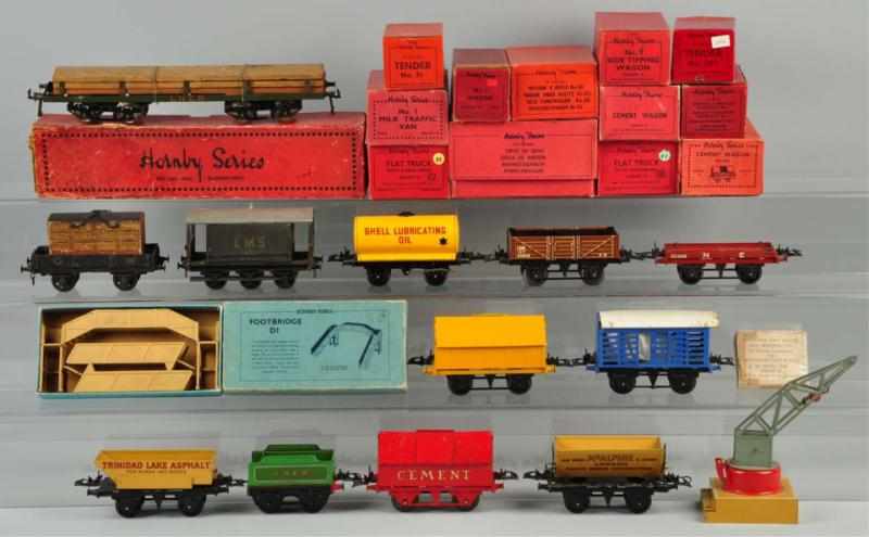 Appraisal: Lot of Hornby Train Cars Accessories Description English O-gauge Includes