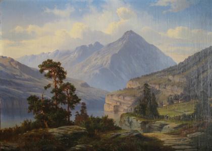 Appraisal: CONTINENTAL SCHOOL early th century VIEW OF THE ALPS Oil