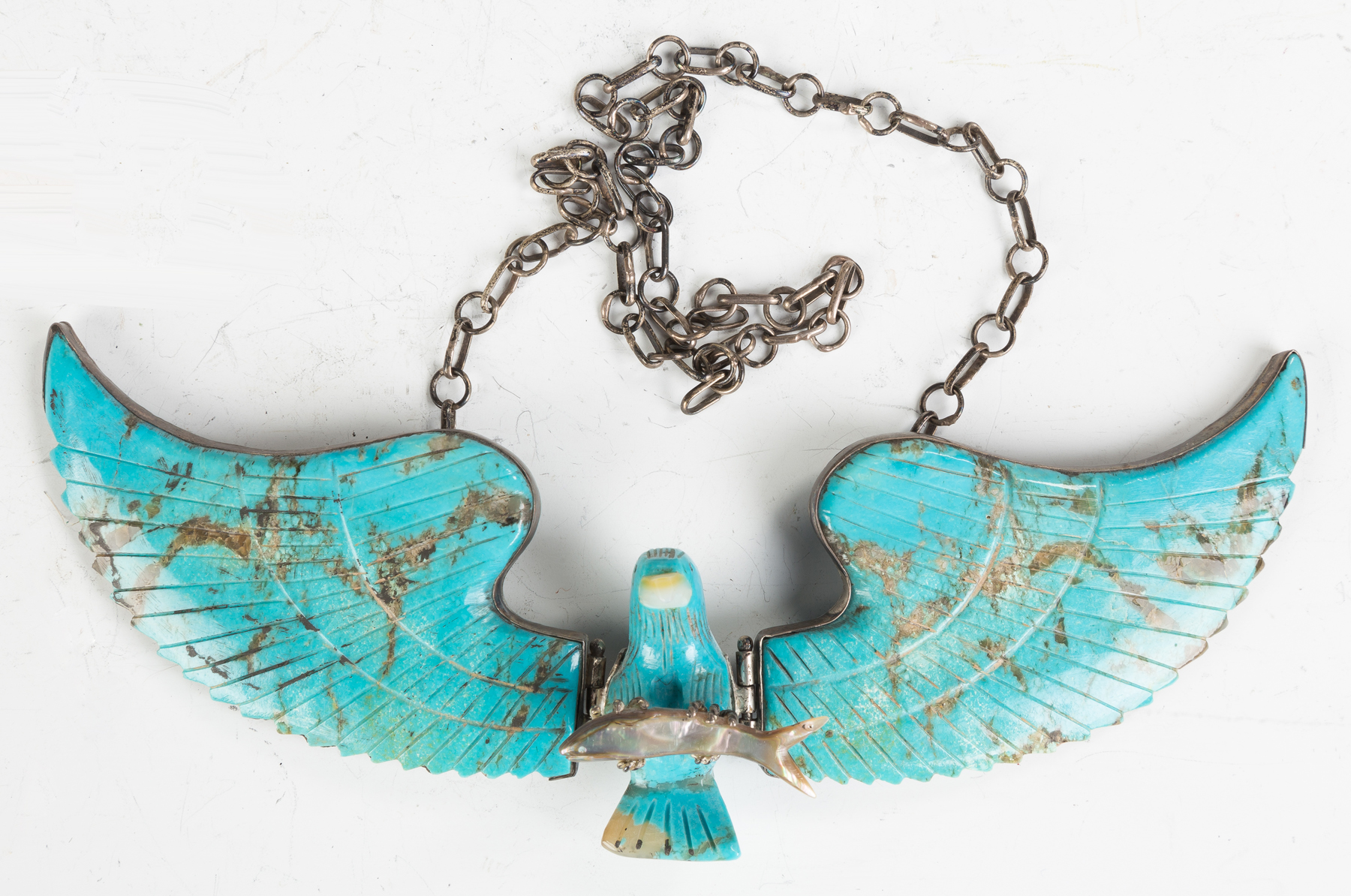 Appraisal: Vintage Navajo Silver and Turquoise Mechanical Necklace