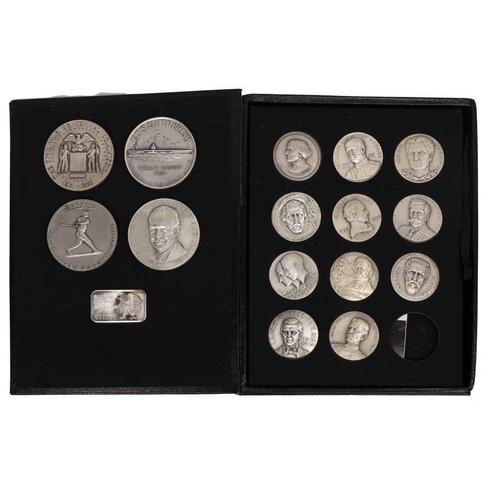 Appraisal: SILVER MEDALLION ASSORTMENT ozt including The Hall of Fame for