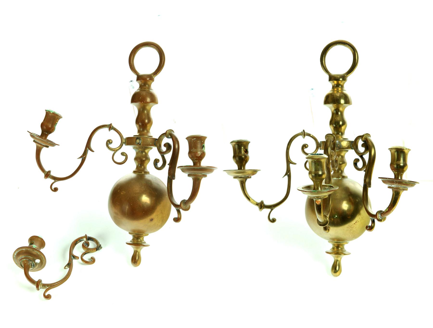 Appraisal: PAIR OF CANDLE SCONCES England late th century brass Both