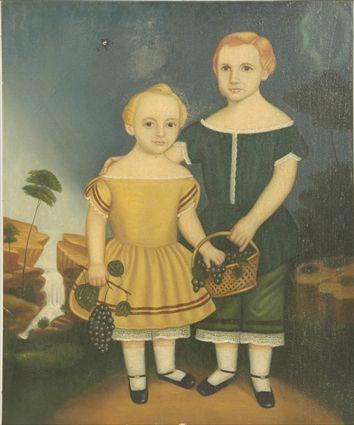 Appraisal: American School Portrait of Two Children Oil on canvas unframed