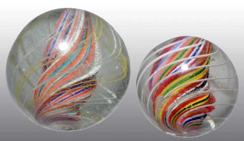 Appraisal: Lot of Divided Core Swirl Marbles Description Largest marble has