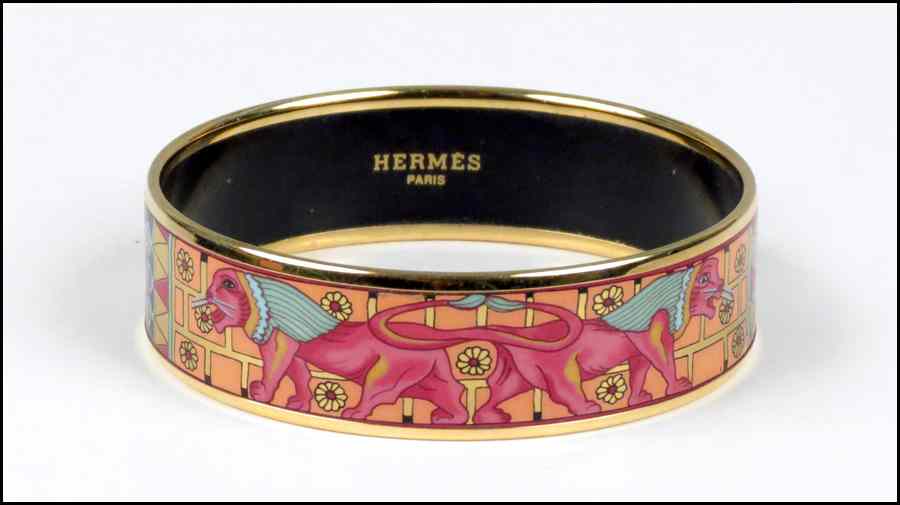 Appraisal: HERMES ENAMEL BRACELET Width '' Interior '' Condition Overall excellent