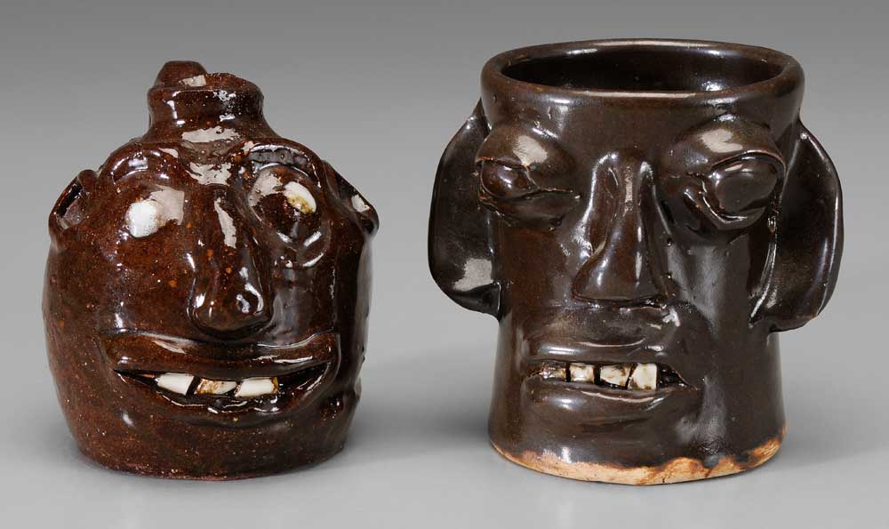 Appraisal: Two Pottery Face Vessels mid to late th century face