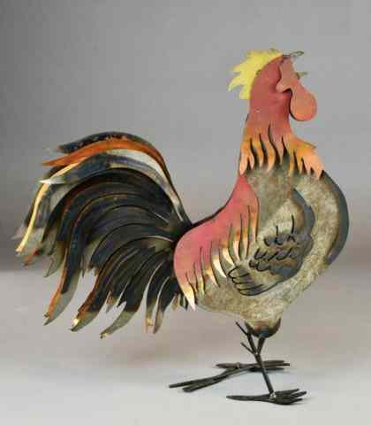 Appraisal: Metal Rooster With Weighted TailRepresenting various metals ranging from polished