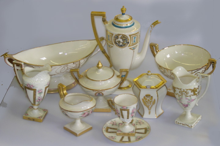 Appraisal: Twelve-Piece Collection of Hand-Painted American Belleek Porcelain comprised of a