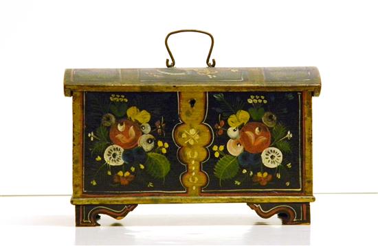 Appraisal: th C polychrome and gilt painted wood domed hinged lid