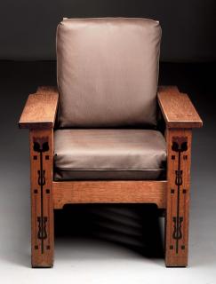 Appraisal: Rare Shop of the Crafters Inlaid Morris Chair Great form