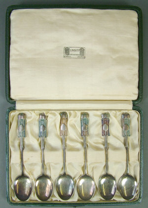 Appraisal: A Liberty Co cased set of six silver and enamel