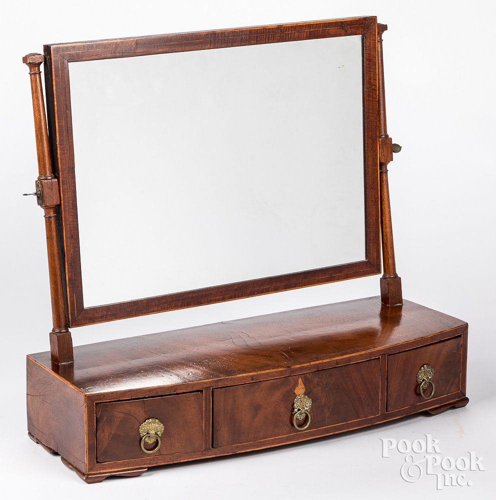 Appraisal: Federal mahogany shaving mirror th c Federal mahogany shaving mirror