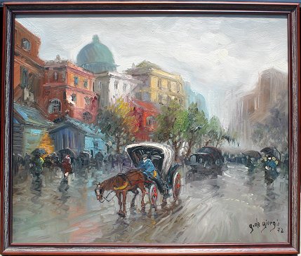 Appraisal: DE GIORGIO G Italian th C Parisian Scene with Horse