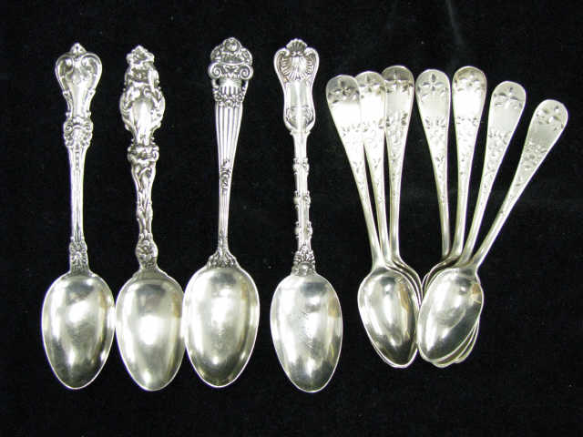 Appraisal: Victorian Sterling Teaspoons brite-cut floral and others one monogramed excellent