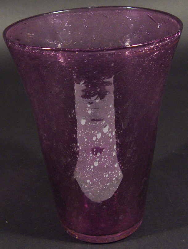 Appraisal: Amethyst glass vase with internal air bubbles cm high