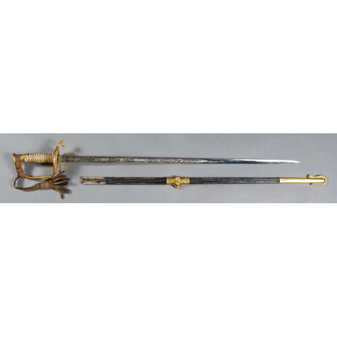 Appraisal: U S Navy Presentation Sword with a brass mounted wire