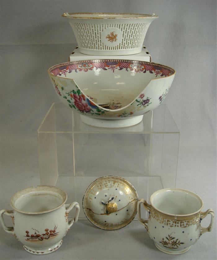 Appraisal: pcs Chinese Export porcelain as is bowl with floral decoration