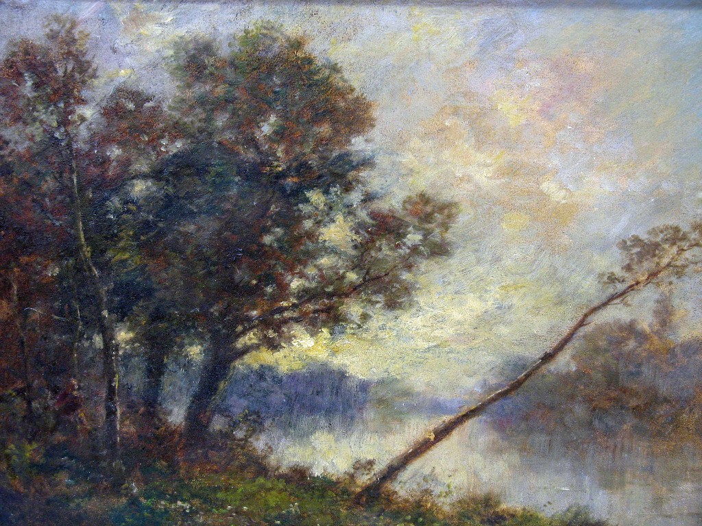 Appraisal: Manner of J B Corot Trees by a river oil