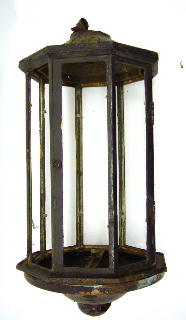 Appraisal: Octagonal cast iron and copper hanging lantern cm high