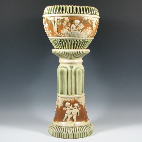 Appraisal: Roseville Donatello - Jardiniere Pedestal Roseville Donatello - jardiniere and