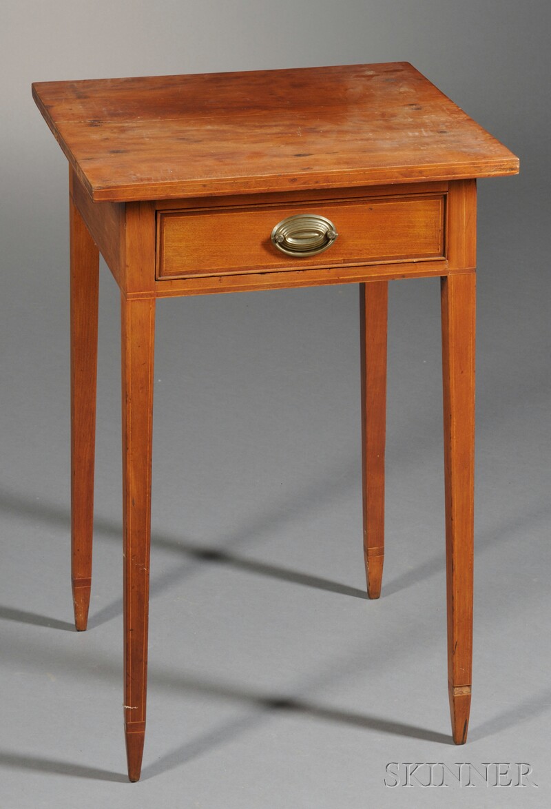 Appraisal: Federal Inlaid Cherry One-drawer Stand probably Connecticut River Valley c