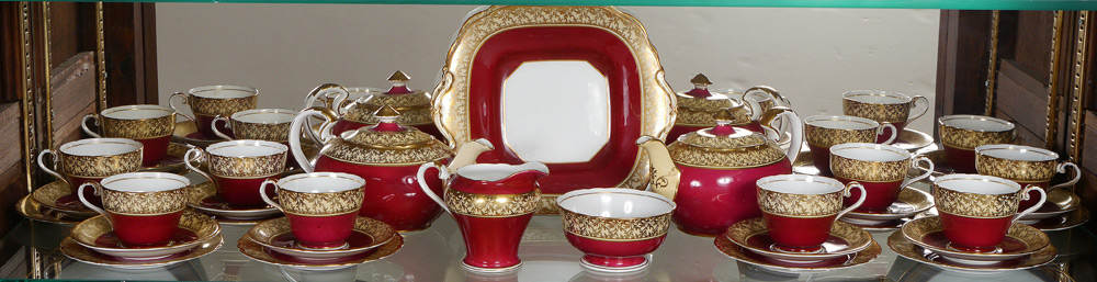 Appraisal: AYNSLEY FINE ENGLISH CHINA DESSERT SET pieces to include tea