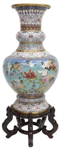 Appraisal: Large Chinese cloisonne enamel vase having flared rim gilt metal