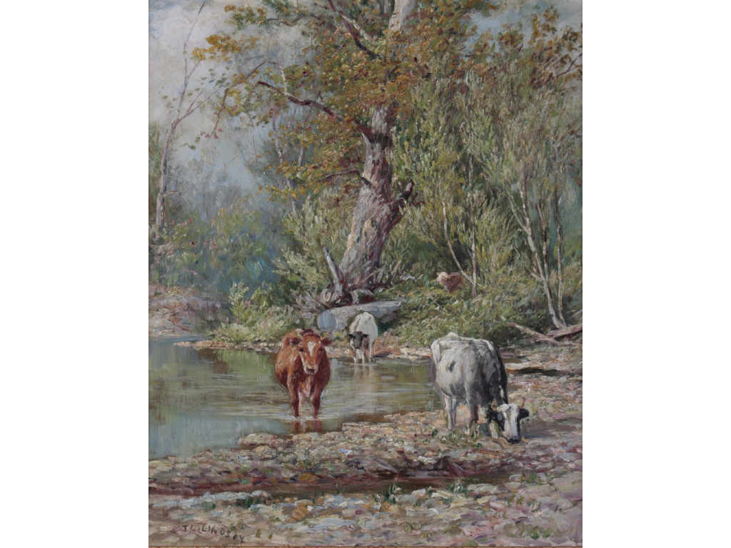 Appraisal: Thomas Lindsay OH - Cows in Summer oil on canvas