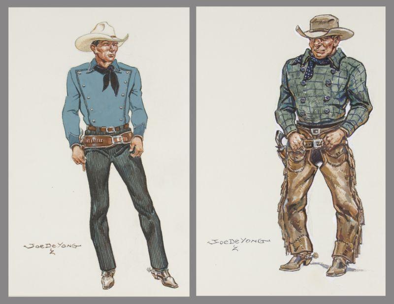 Appraisal: Joe De Yong CA MT - Gunslingers watercolor and gouache