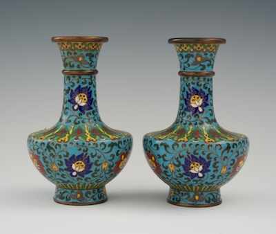 Appraisal: A Pair of Petite Chinese Cloisonne Vases th Century Urn